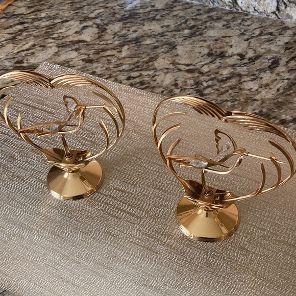 Vintage Austrian Crystal 24K Gold Plated Hummingbird set of 2 - Picture 3 of 5